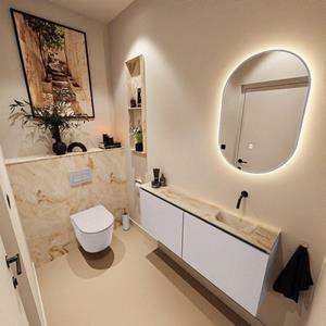 MONDIAZ TURE-DLUX 120cm toiletmeubel Cale. EDEN wastafel Frappe positie rechts. Zonder kraangat. TUREDX120CALR0FRA