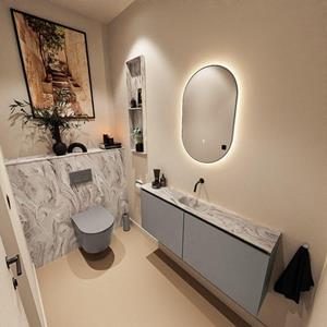 MONDIAZ TURE-DLUX 120cm toiletmeubel Smoke. EDEN wastafel Glace positie midden. Zonder kraangat. TUREDX120SMOM0GLA