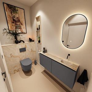 MONDIAZ TURE-DLUX 120cm toiletmeubel Dark Grey. EDEN wastafel Frappe positie rechts. Zonder kraangat. TUREDX120DGRR0FRA