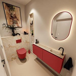 MONDIAZ TURE-DLUX 120cm toiletmeubel Fire. EDEN wastafel Frappe positie rechts. Met 1 kraangat. TUREDX120FIRR1FRA