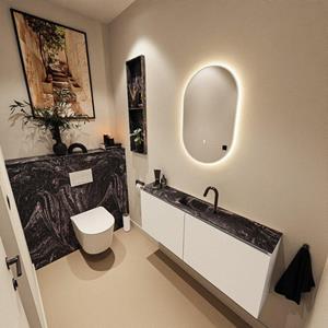 MONDIAZ TURE-DLUX 120cm toiletmeubel Talc. EDEN wastafel Lava positie midden. Met 1 kraangat. TUREDX120TALM1LAV