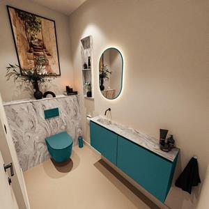 MONDIAZ TURE-DLUX 120cm toiletmeubel Smag. EDEN wastafel Glace positie links. Zonder kraangat. TUREDX120SMAL0GLA