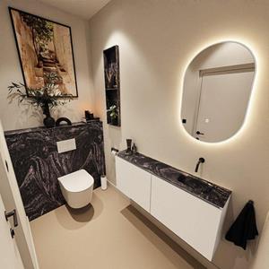 MONDIAZ TURE-DLUX 120cm toiletmeubel Talc. EDEN wastafel Lava positie rechts. Zonder kraangat. TUREDX120TALR0LAV