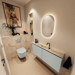 MONDIAZ TURE-DLUX 120cm toiletmeubel Greey. EDEN wastafel Frappe positie midden. Met 1 kraangat. TUREDX120GREM1FRA