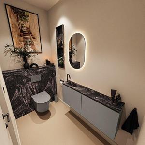 MONDIAZ TURE-DLUX 120cm toiletmeubel Smoke. EDEN wastafel Lava positie links. Met 1 kraangat. TUREDX120SMOL1LAV