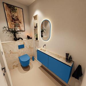 MONDIAZ TURE-DLUX 120cm toiletmeubel Jeans. EDEN wastafel Frappe positie links. Zonder kraangat. TUREDX120JEAL0FRA