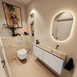 MONDIAZ TURE-DLUX 120cm toiletmeubel Linen. EDEN wastafel Frappe positie rechts. Zonder kraangat. TUREDX120LINR0FRA