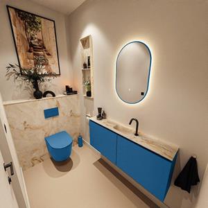 MONDIAZ TURE-DLUX 120cm toiletmeubel Jeans. EDEN wastafel Frappe positie midden. Met 1 kraangat. TUREDX120JEAM1FRA