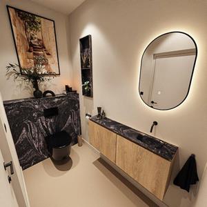 MONDIAZ TURE-DLUX 120cm toiletmeubel Washed Oak. EDEN wastafel Lava positie rechts. Zonder kraangat. TUREDX120WASR0LAV