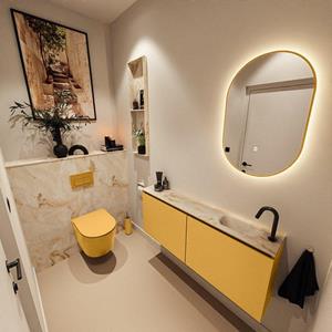 MONDIAZ TURE-DLUX 120cm toiletmeubel Ocher. EDEN wastafel Frappe positie rechts. Met 1 kraangat. TUREDX120OCHR1FRA