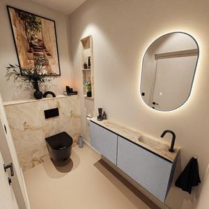 MONDIAZ TURE-DLUX 120cm toiletmeubel Plata. EDEN wastafel Frappe positie rechts. Met 1 kraangat. TUREDX120PLAR1FRA