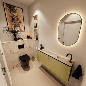 MONDIAZ TURE-DLUX 120cm toiletmeubel Oro. EDEN wastafel Frappe positie rechts. Met 1 kraangat. TUREDX120OROR1FRA