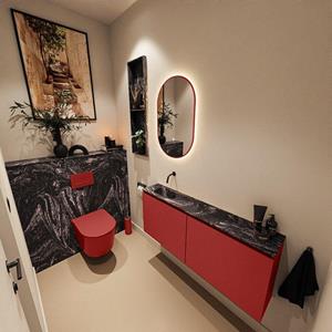 MONDIAZ TURE-DLUX 120cm toiletmeubel Fire. EDEN wastafel Lava positie links. Zonder kraangat. TUREDX120FIRL0LAV