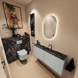 MONDIAZ TURE-DLUX 120cm toiletmeubel Greey. EDEN wastafel Lava positie midden. Met 1 kraangat. TUREDX120GREM1LAV