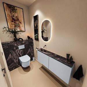 MONDIAZ TURE-DLUX 120cm toiletmeubel Clay. EDEN wastafel Lava positie links. Zonder kraangat. TUREDX120CLAL0LAV