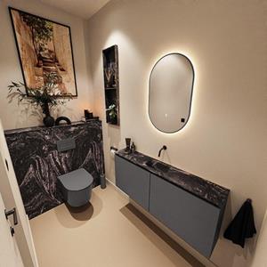 MONDIAZ TURE-DLUX 120cm toiletmeubel Dark Grey. EDEN wastafel Lava positie midden. Zonder kraangat. TUREDX120DGRM0LAV