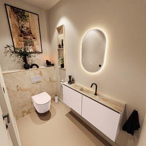 MONDIAZ TURE-DLUX 120cm toiletmeubel Rosee. EDEN wastafel Frappe positie midden. Met 1 kraangat. TUREDX120ROSM1FRA