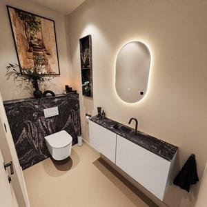 MONDIAZ TURE-DLUX 120cm toiletmeubel Linen. EDEN wastafel Lava positie midden. Met 1 kraangat. TUREDX120LINM1LAV