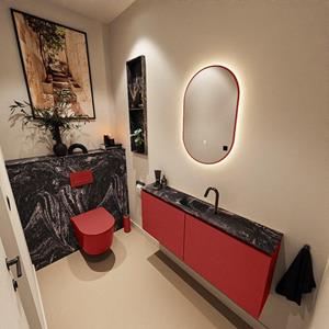 MONDIAZ TURE-DLUX 120cm toiletmeubel Fire. EDEN wastafel Lava positie midden. Met 1 kraangat. TUREDX120FIRM1LAV