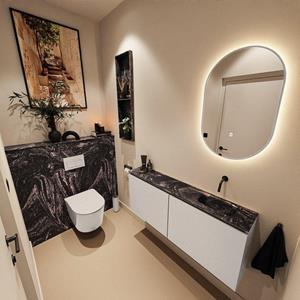 MONDIAZ TURE-DLUX 120cm toiletmeubel Linen. EDEN wastafel Lava positie rechts. Zonder kraangat. TUREDX120LINR0LAV