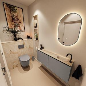 MONDIAZ TURE-DLUX 120cm toiletmeubel Smoke. EDEN wastafel Frappe positie rechts. Met 1 kraangat. TUREDX120SMOR1FRA