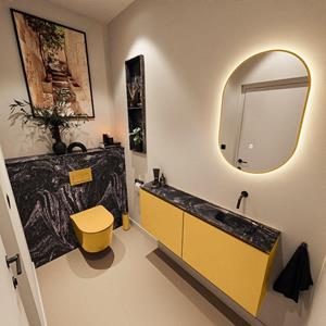 MONDIAZ TURE-DLUX 120cm toiletmeubel Ocher. EDEN wastafel Lava positie rechts. Zonder kraangat. TUREDX120OCHR0LAV