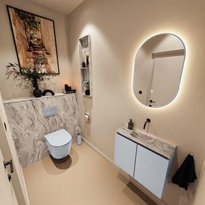 MONDIAZ TURE-DLUX 60cm toiletmeubel Clay. EDEN wastafel Glace positie midden. Zonder kraangat. TUREDX60CLAM0GLA