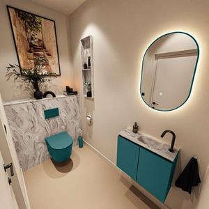 MONDIAZ TURE-DLUX 60cm toiletmeubel Smag. EDEN wastafel Glace positie rechts. Met 1 kraangat. TUREDX60SMAR1GLA