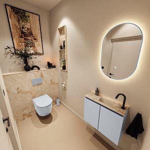 MONDIAZ TURE-DLUX 60cm toiletmeubel Clay. EDEN wastafel Frappe positie rechts. Met 1 kraangat. TUREDX60CLAR1FRA