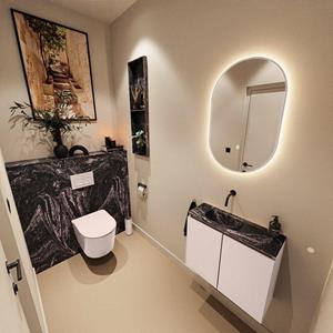 MONDIAZ TURE-DLUX 60cm toiletmeubel Rosee. EDEN wastafel Lava positie links. Zonder kraangat. TUREDX60ROSL0LAV