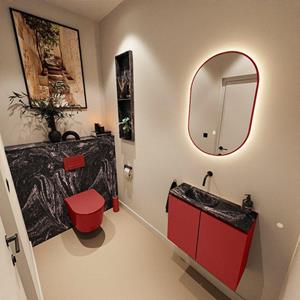 MONDIAZ TURE-DLUX 60cm toiletmeubel Fire. EDEN wastafel Lava positie links. Zonder kraangat. TUREDX60FIRL0LAV