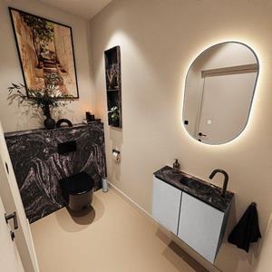 MONDIAZ TURE-DLUX 60cm toiletmeubel Plata. EDEN wastafel Lava positie rechts. Met 1 kraangat. TUREDX60PLAR1LAV