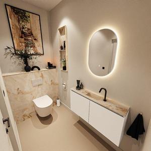 MONDIAZ TURE-DLUX 100cm toiletmeubel Talc. EDEN wastafel Frappe positie midden. Met 1 kraangat. TUREDX100TALM1FRA