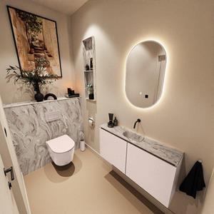 MONDIAZ TURE-DLUX 100cm toiletmeubel Rosee. EDEN wastafel Glace positie midden. Zonder kraangat. TUREDX100ROSM0GLA