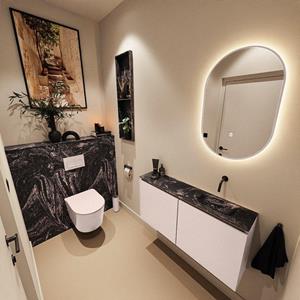 MONDIAZ TURE-DLUX 100cm toiletmeubel Rosee. EDEN wastafel Lava positie rechts. Zonder kraangat. TUREDX100ROSR0LAV