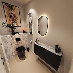 MONDIAZ TURE-DLUX 100cm toiletmeubel Urban. EDEN wastafel Glace positie links. Met 1 kraangat. TUREDX100URBL1GLA