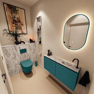 MONDIAZ TURE-DLUX 100cm toiletmeubel Smag. EDEN wastafel Glace positie rechts. Met 1 kraangat. TUREDX100SMAR1GLA