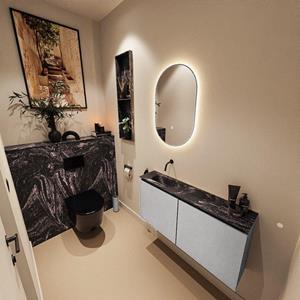 MONDIAZ TURE-DLUX 100cm toiletmeubel Plata. EDEN wastafel Lava positie links. Zonder kraangat. TUREDX100PLAL0LAV