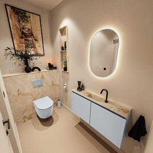 MONDIAZ TURE-DLUX 100cm toiletmeubel Clay. EDEN wastafel Frappe positie midden. Met 1 kraangat. TUREDX100CLAM1FRA