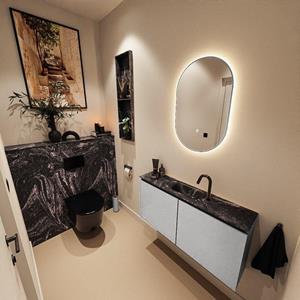 MONDIAZ TURE-DLUX 100cm toiletmeubel Plata. EDEN wastafel Lava positie midden. Met 1 kraangat. TUREDX100PLAM1LAV