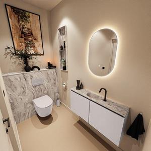 MONDIAZ TURE-DLUX 100cm toiletmeubel Cale. EDEN wastafel Glace positie midden. Met 1 kraangat. TUREDX100CALM1GLA