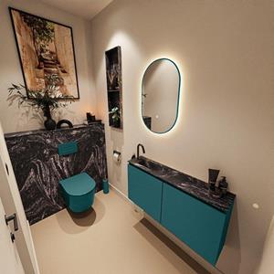 MONDIAZ TURE-DLUX 100cm toiletmeubel Smag. EDEN wastafel Lava positie links. Met 1 kraangat. TUREDX100SMAL1LAV