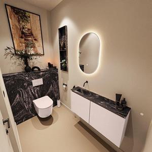 MONDIAZ TURE-DLUX 100cm toiletmeubel Rosee. EDEN wastafel Lava positie links. Zonder kraangat. TUREDX100ROSL0LAV