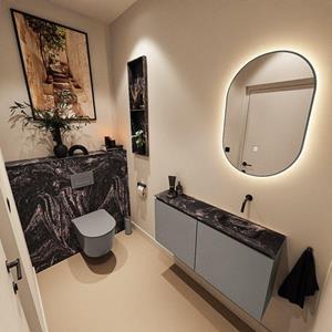 MONDIAZ TURE-DLUX 100cm toiletmeubel Smoke. EDEN wastafel Lava positie rechts. Zonder kraangat. TUREDX100SMOR0LAV