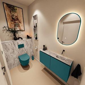 MONDIAZ TURE-DLUX 100cm toiletmeubel Smag. EDEN wastafel Glace positie rechts. Zonder kraangat. TUREDX100SMAR0GLA