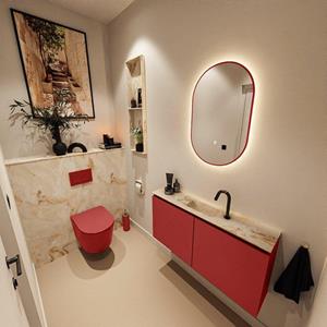 MONDIAZ TURE-DLUX 100cm toiletmeubel Fire. EDEN wastafel Frappe positie midden. Met 1 kraangat. TUREDX100FIRM1FRA