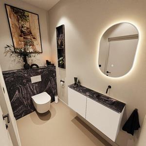 MONDIAZ TURE-DLUX 100cm toiletmeubel Talc. EDEN wastafel Lava positie rechts. Zonder kraangat. TUREDX100TALR0LAV