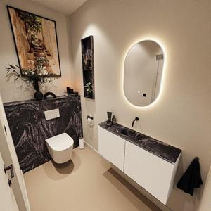 MONDIAZ TURE-DLUX 100cm toiletmeubel Talc. EDEN wastafel Lava positie midden. Zonder kraangat. TUREDX100TALM0LAV