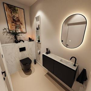 MONDIAZ TURE-DLUX 100cm toiletmeubel Urban. EDEN wastafel Opalo positie rechts. Met 1 kraangat. TUREDX100URBR1OPA