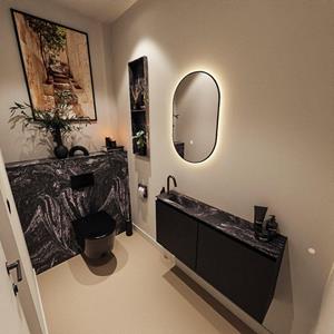 MONDIAZ TURE-DLUX 100cm toiletmeubel Urban. EDEN wastafel Lava positie links. Met 1 kraangat. TUREDX100URBL1LAV